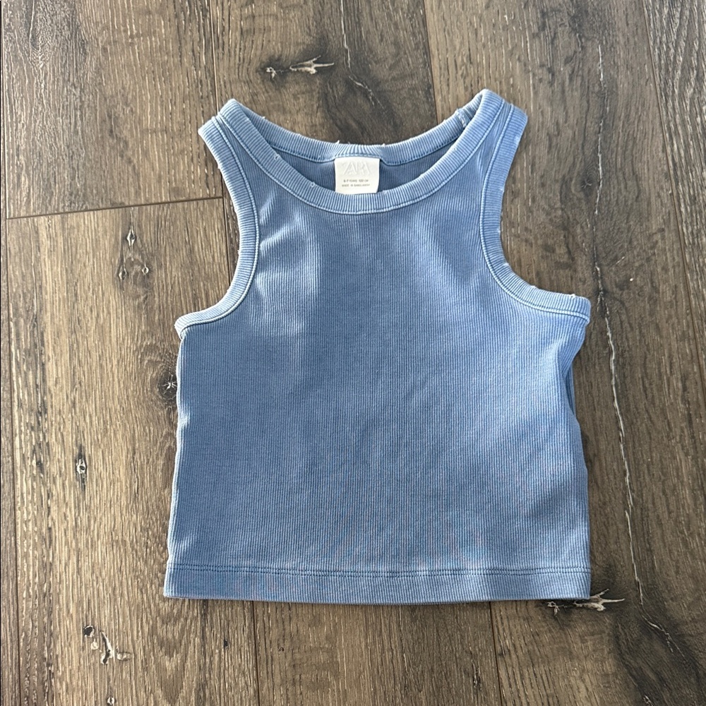 Zara Kids Ribbed Blue Tank Top